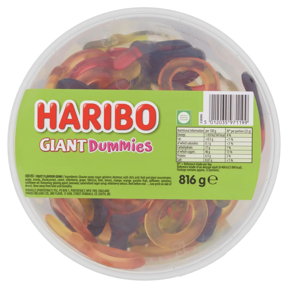 Haribo Giant Dummies Tub 816g