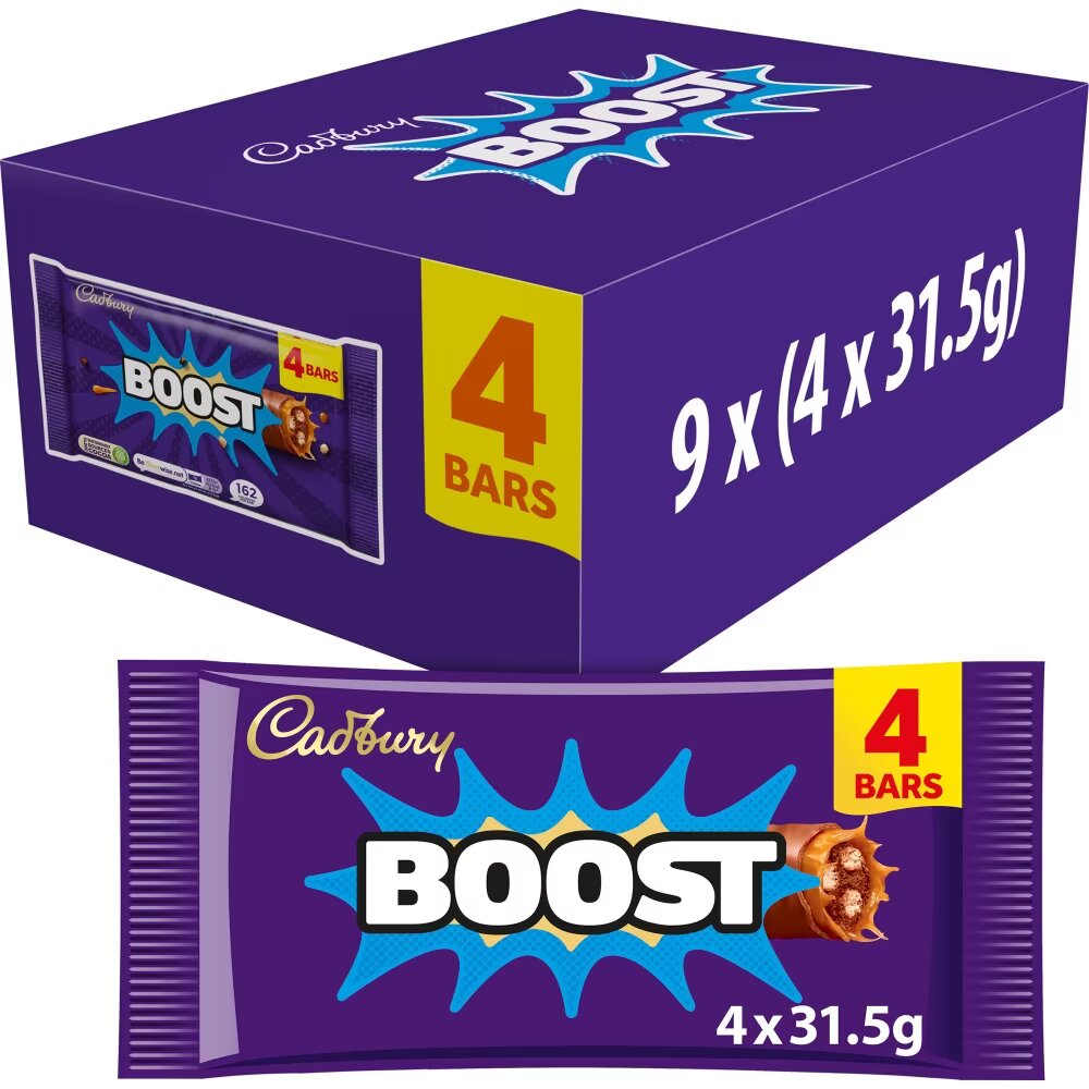 Cadbury Boost Chocolate Bar 4 Pack Multipack 126g