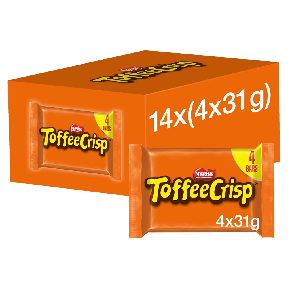 Toffee Crisp Milk Chocolate Bar 4 Pack Multipack 124g