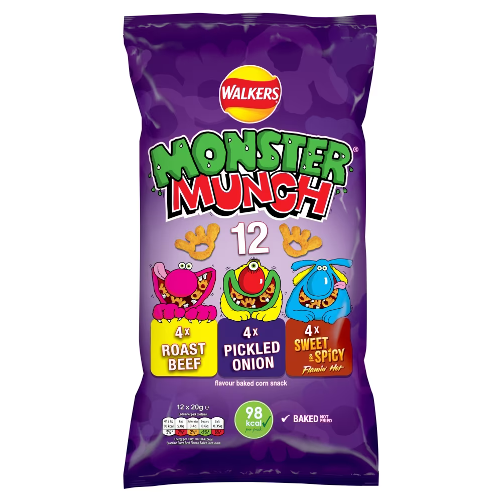 Walkers Monster Munch Variety Multipack Snacks Crisps 12 Pack