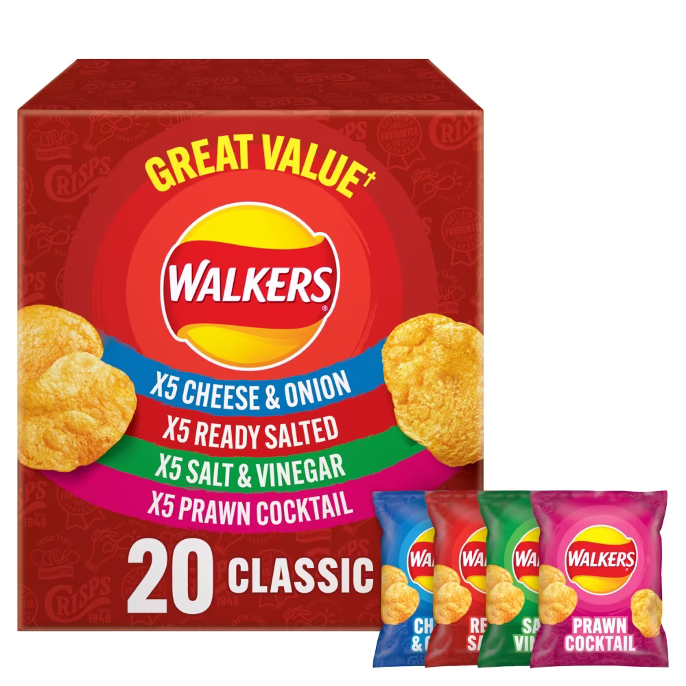 Walkers Classic Variety Multipack Crisps Box 20 Pack