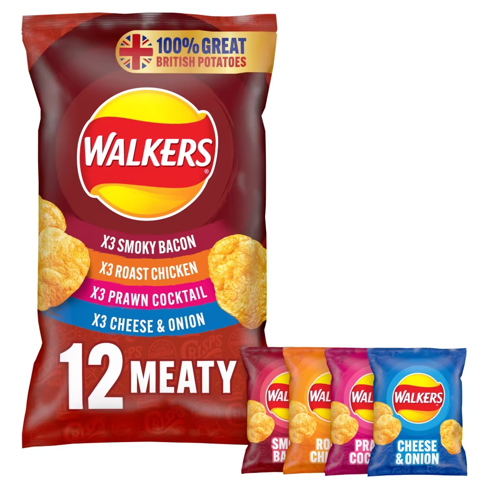 Walkers Meaty Variety Multipack Crisps 12 Pack