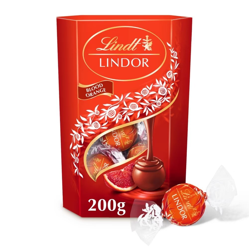 Lindt Lindor Blood Orange Milk Chocolate Truffles Box 200g