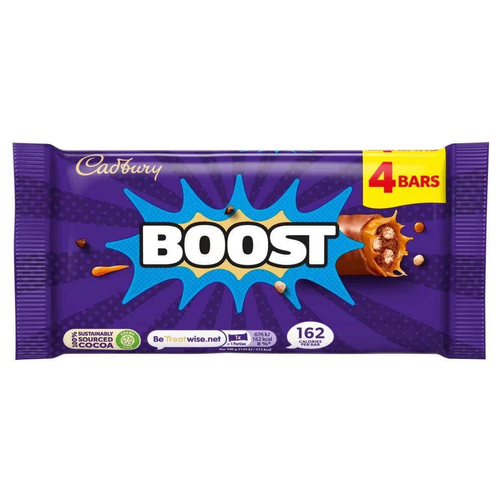 Cadbury Boost Chocolate Bar 4 Pack Multipack 126g