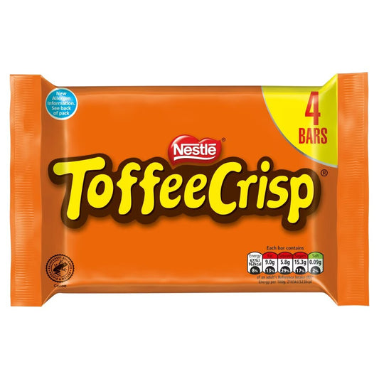 Toffee Crisp Milk Chocolate Bar 4 Pack Multipack 124g