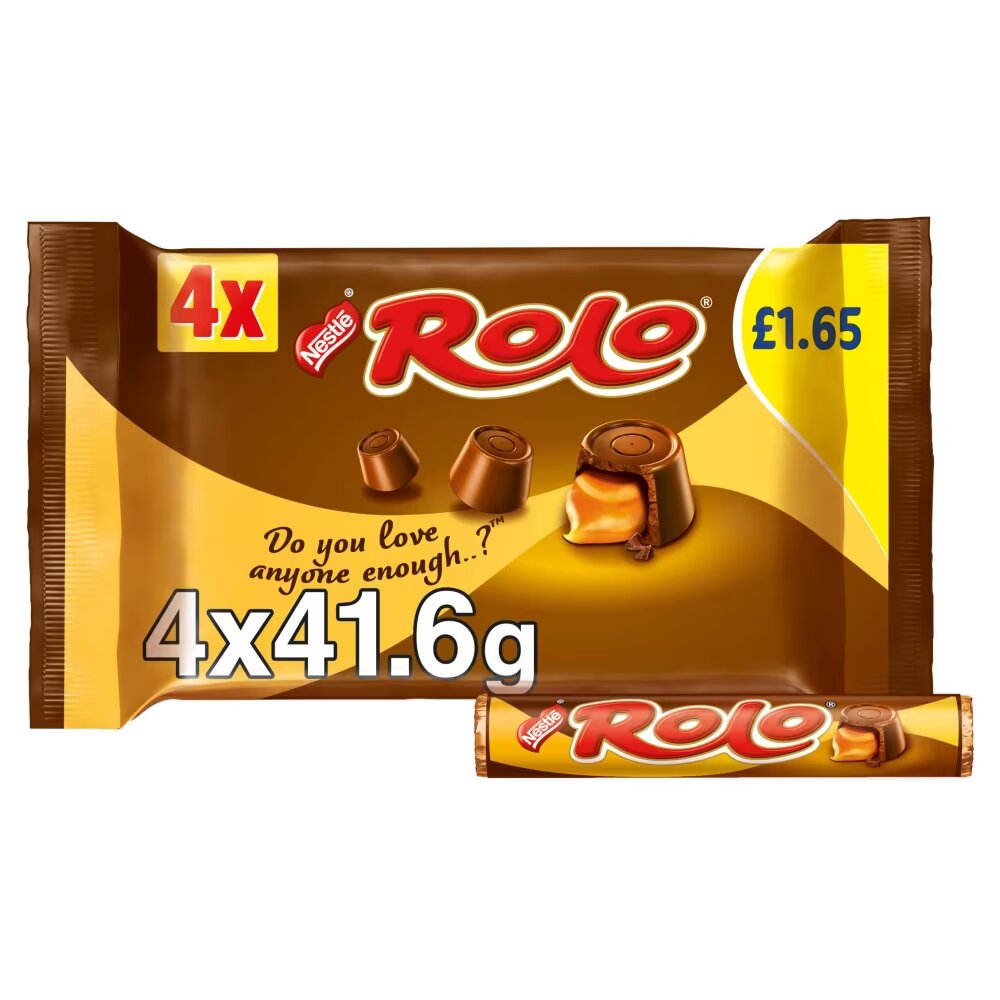 Rolo Milk Chocolate & Toffee Tube 4 Pack Multipack 166.4g PMP £1.65