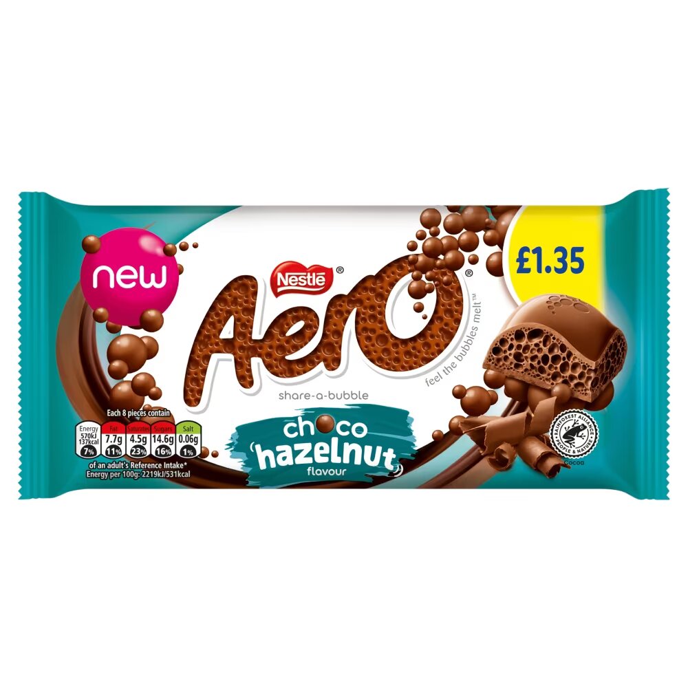 Aero Hazelnut Chocolate Sharing Bar 90g PMP £1.35