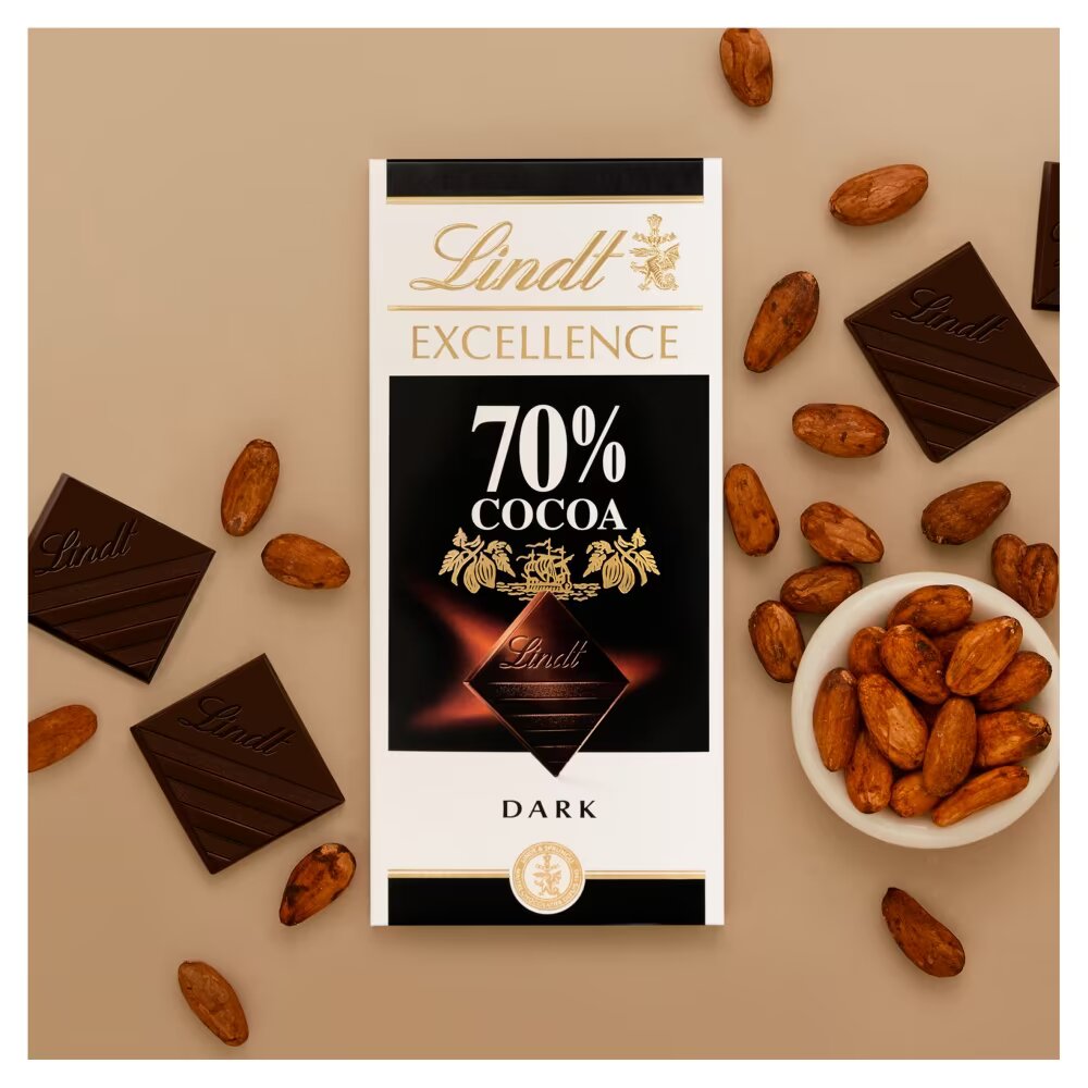 Lindt Excellence Dark 70% Cocoa Chocolate Bar 100g
