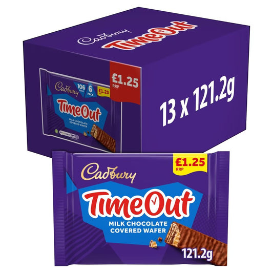 Cadbury Timeout Milk Chocolate Covered Wafer Biscuits 6 Pack 121.2g £1.25 PMP