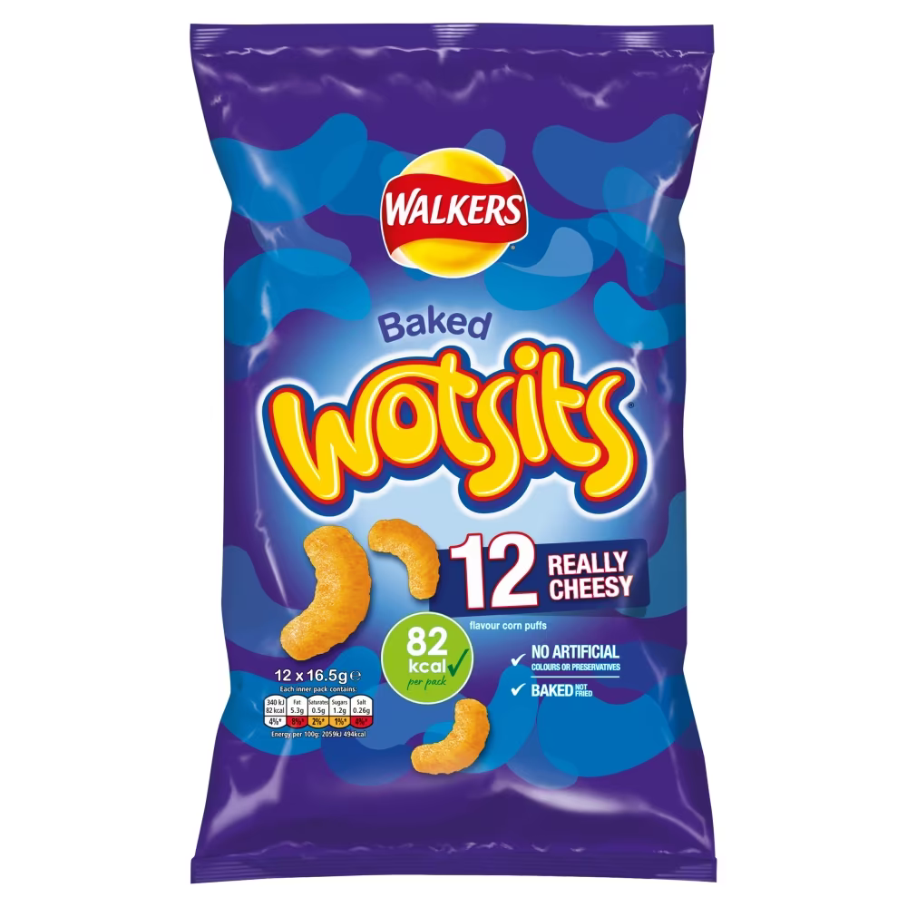 Walkers Wotsits Really Cheesy Multipack Snacks Crisps 12 Pack