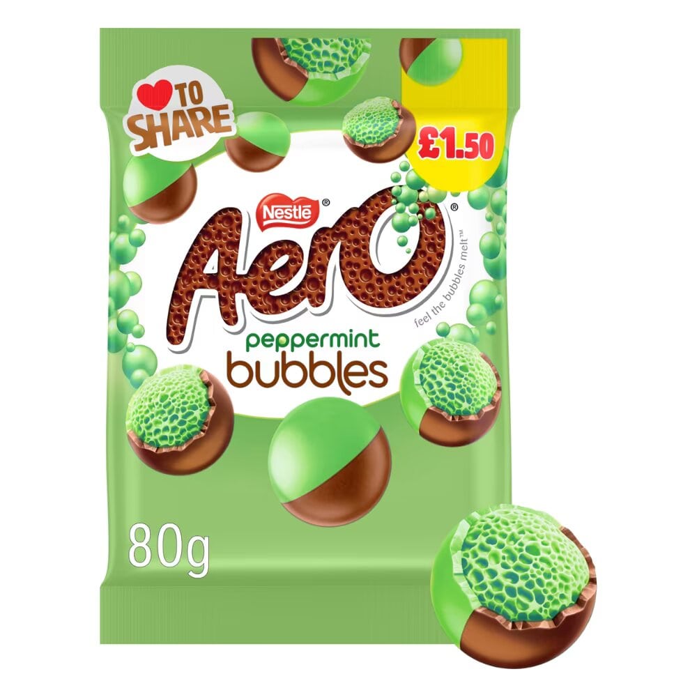 Aero Bubbles Peppermint Chocolate Sharing Bag 80g PMP £1.50