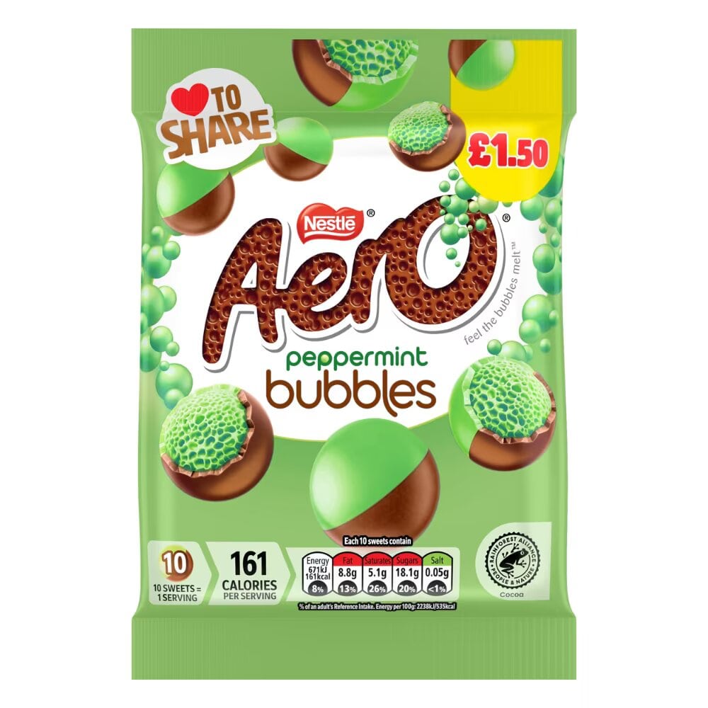 Aero Bubbles Peppermint Chocolate Sharing Bag 80g PMP £1.50