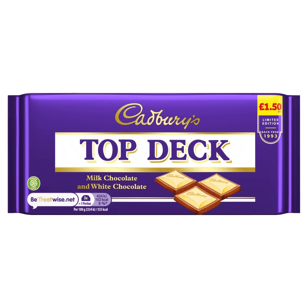 Cadbury's Top Deck Milk Chocolate and White Chocolate 95g £1.50 PMP