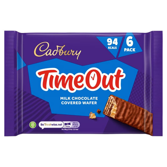 Cadbury Timeout Milk Chocolate Covered Wafer 6 Pack 108g