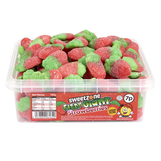 Sweetzone Fizzy Giant Strawberries Tub 700g 7p PMP