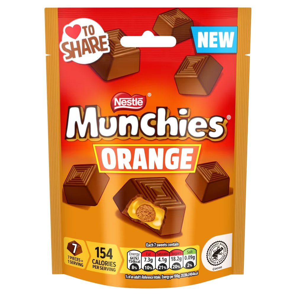 Munchies Orange Flavoured Chocolate Share Bag 100g