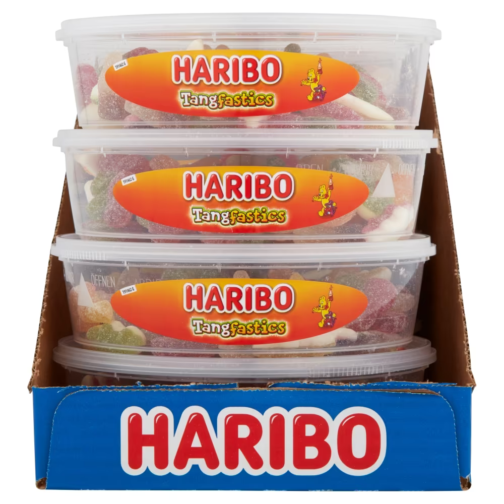 Haribo Tangfastics Fruit & Cola Flavour Fizzy Jelly Sweets Tub 400g