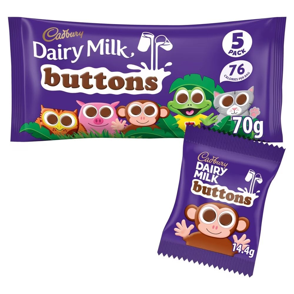 Cadbury Dairy Milk Buttons Treatsize Chocolate Bags 5 Pack 70g
